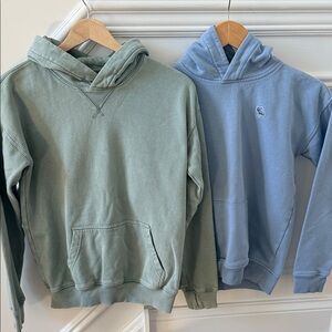 Set of 2 Abercrombie Kids Sweatshirts: Sage Green & Blue Hoodies Size 11/12